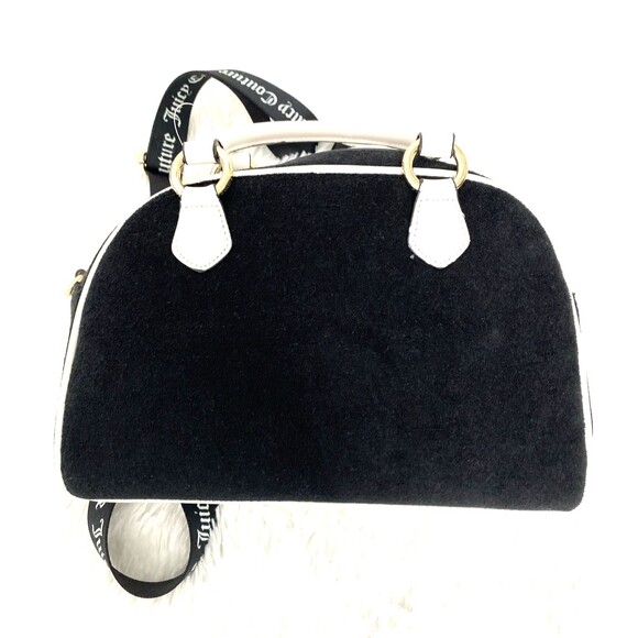 Juicy Couture Sweet N Juicy Apple Satchel Duffle Bag Terry Black Heart Charm - Picture 10 of 12